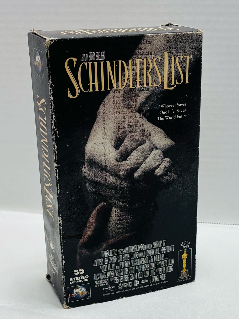 Schindler's List VHS Movie Tape - Black and Cream Cover